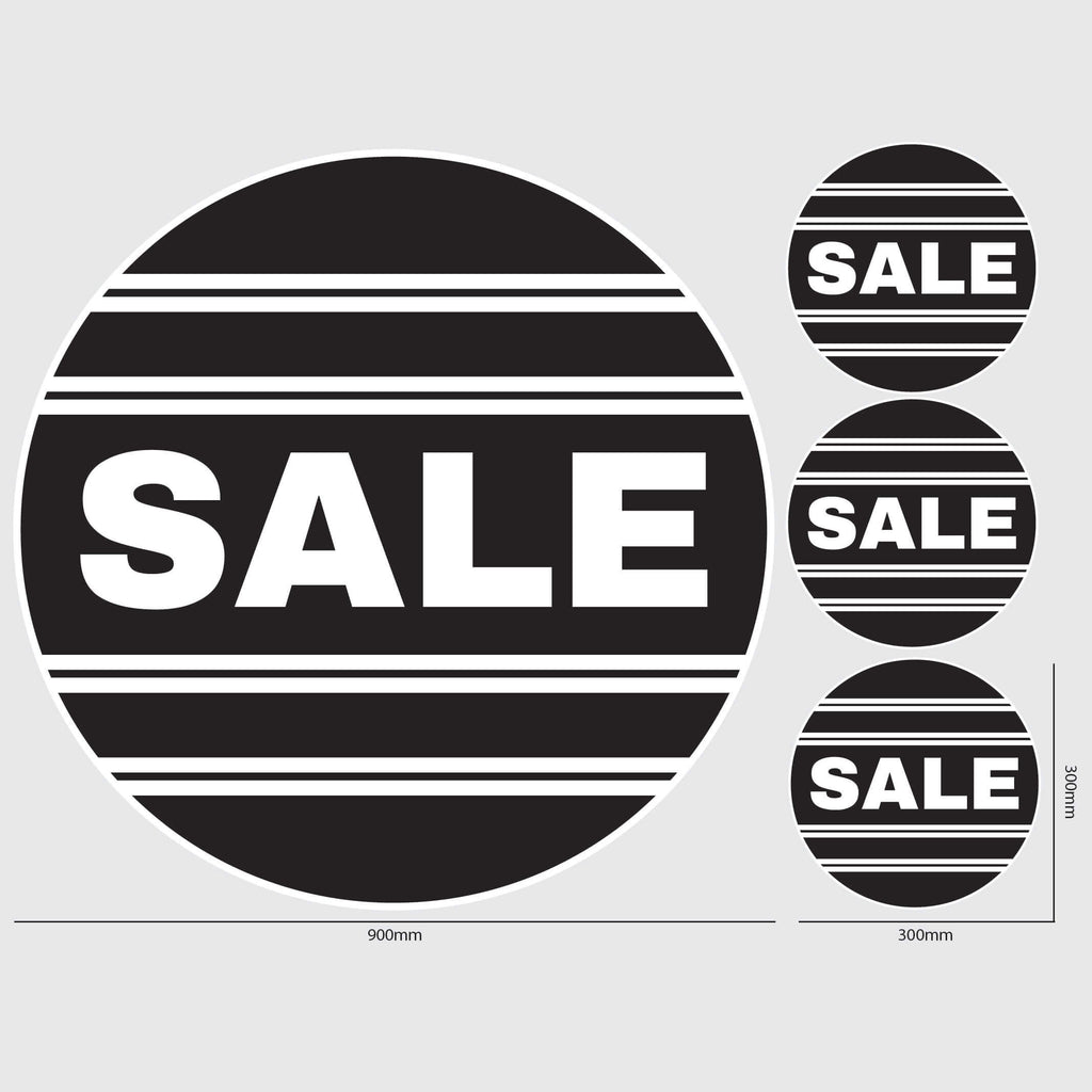 Round Sale Window Sticker with lines in black