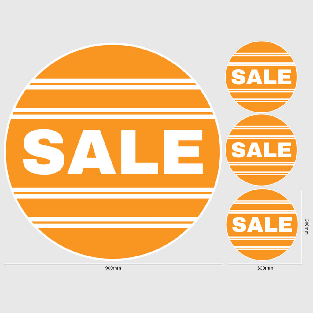 Round Sale Window Sticker with lines in orange