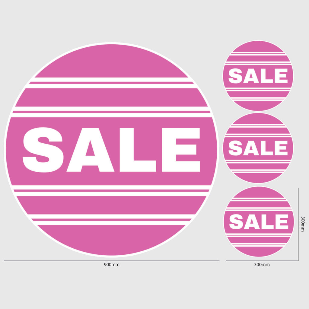 Round Sale Window Sticker with lines in pink