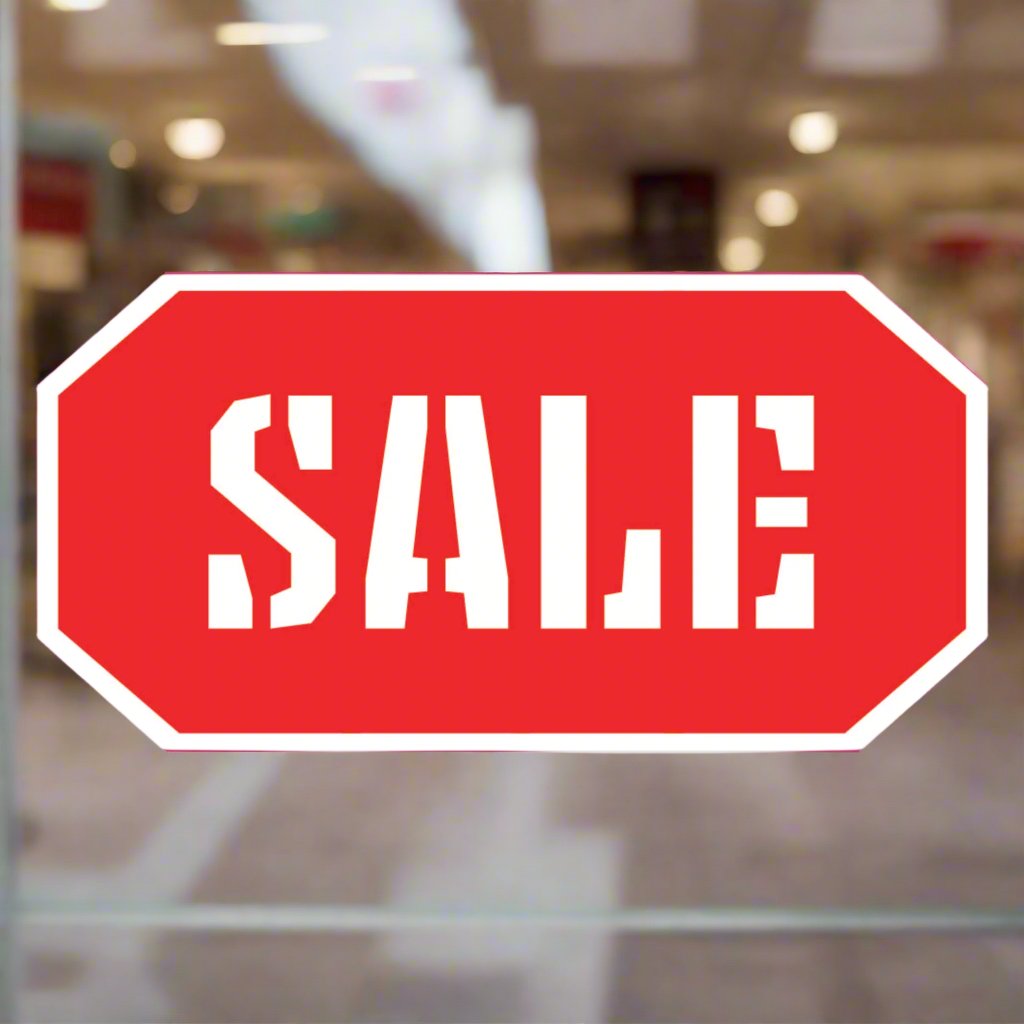 Sale window sticker tag design Red